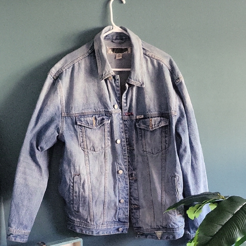 Guess Men's Faded Blue Denim Jacket